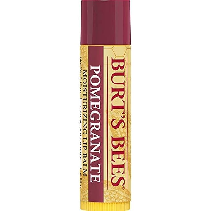 Burt's Bees LIP BALM, MOISTURIZING LIP CARE, 100% NATURAL, POMEGRANATE 1 TUBE 0.15-OUNCE 4.25G (USA) - Image 1